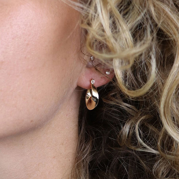 Faux Gold Plated 'Wave' Hoop Earrings
