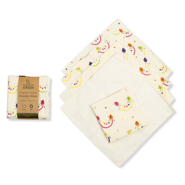 Organic Cotton Reusable Wipes Rainbow Pack of 5