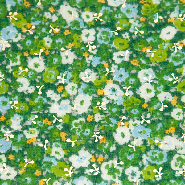 Vintage Floral Print Scarf In Green