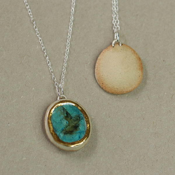 Turquoise Reef Oval Sterling Silver Pendant