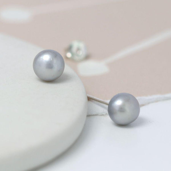 Grey Freshwater Pearl Stud Earrings - Insideout
