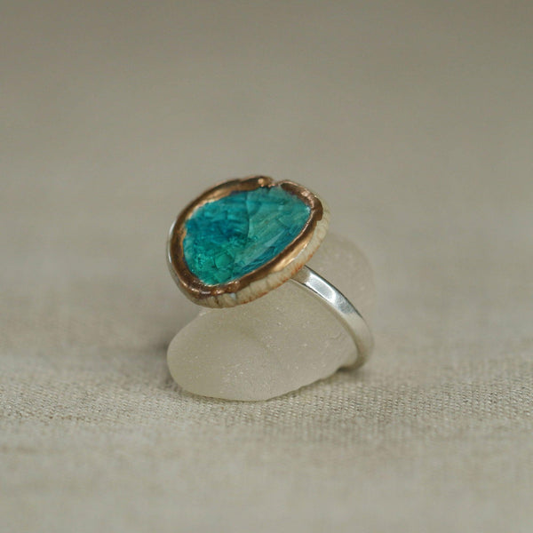 Large Round Emerald Turquoise Lagoon Ring - Insideout