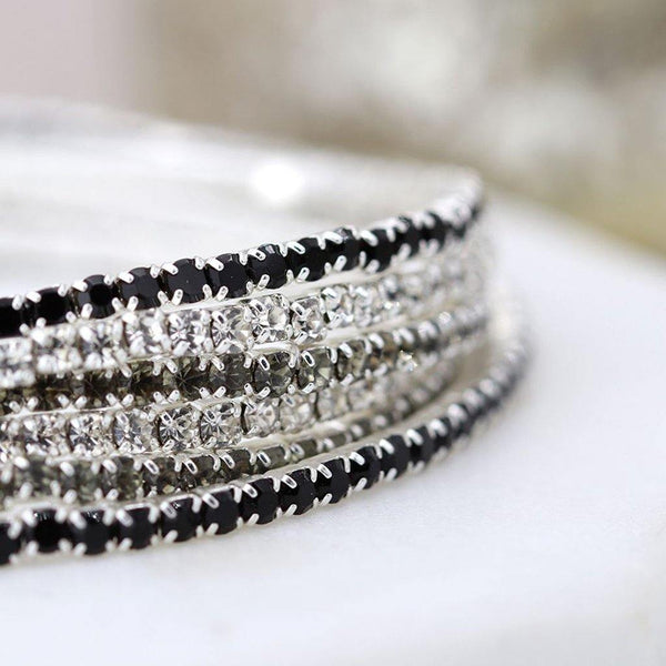 Multi Strand Silver Plated & Monochrome Crystal Bracelet - Insideout