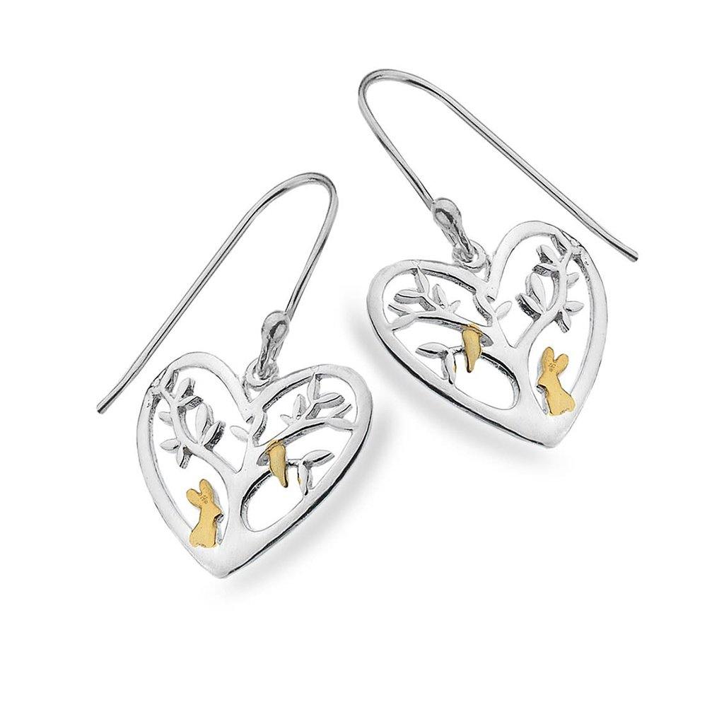 Rabbit Tree Sterling Silver Heart Hook Earrings - Insideout