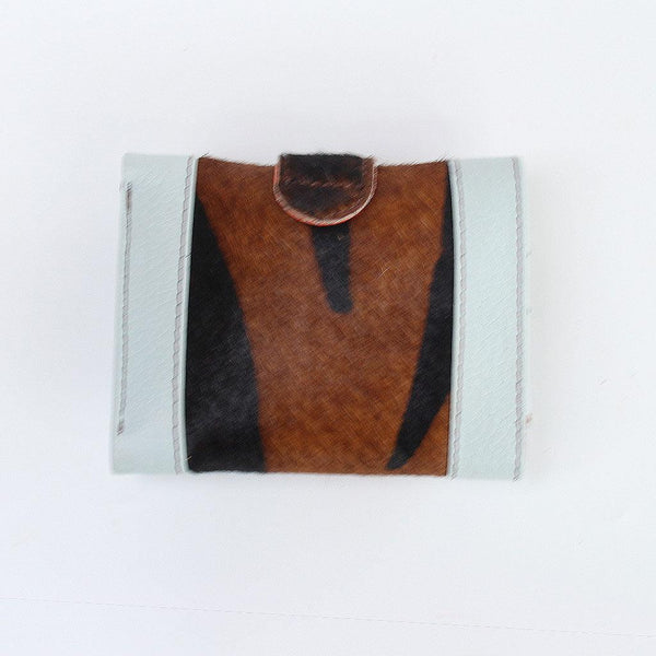 Soruka Upcycled Leather Wallet Faux Animal Print Pale Blue - Insideout