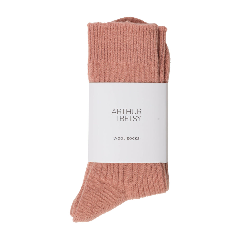 Muted rose pink wool socks, Luxury socks