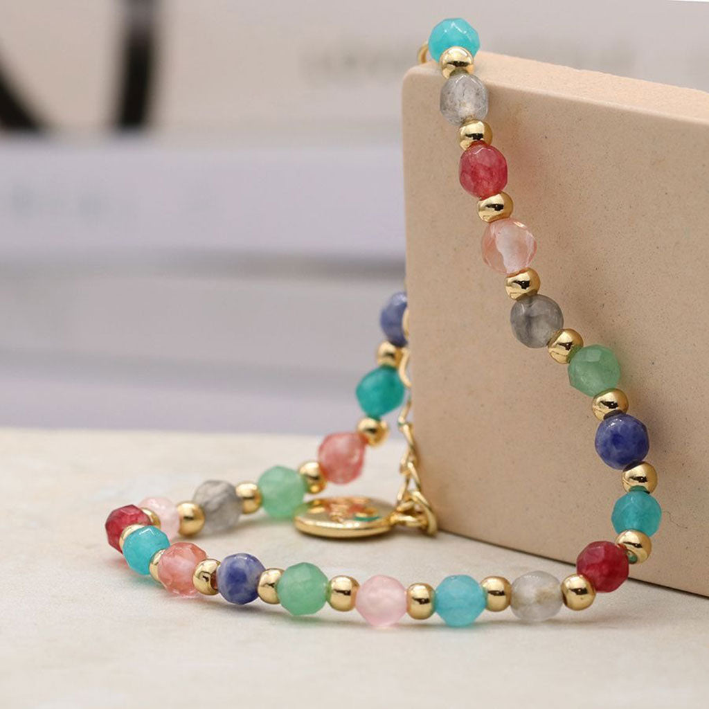 Bracelet en fil de fer avec perles multicolores et petites perles