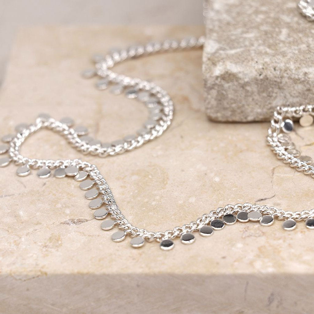 Silver Plated Tiny Discs Necklace