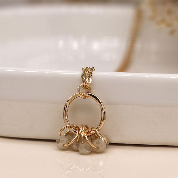 Faux Gold Plated Hoop Pendant With White