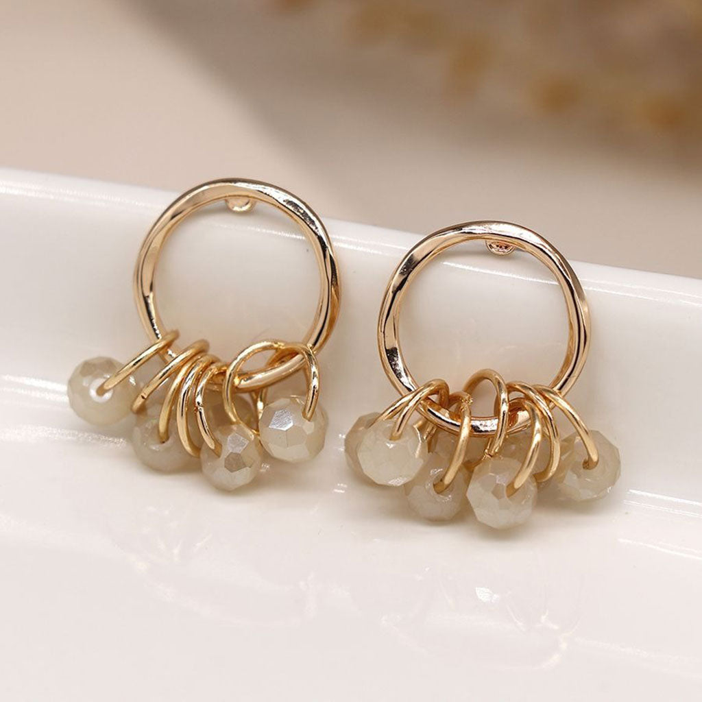 Boucles D'oreilles Créoles Plaquées Or Faux Avec Blanc