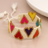 White Multi Hearts Beaded Ribbon Bracelet
