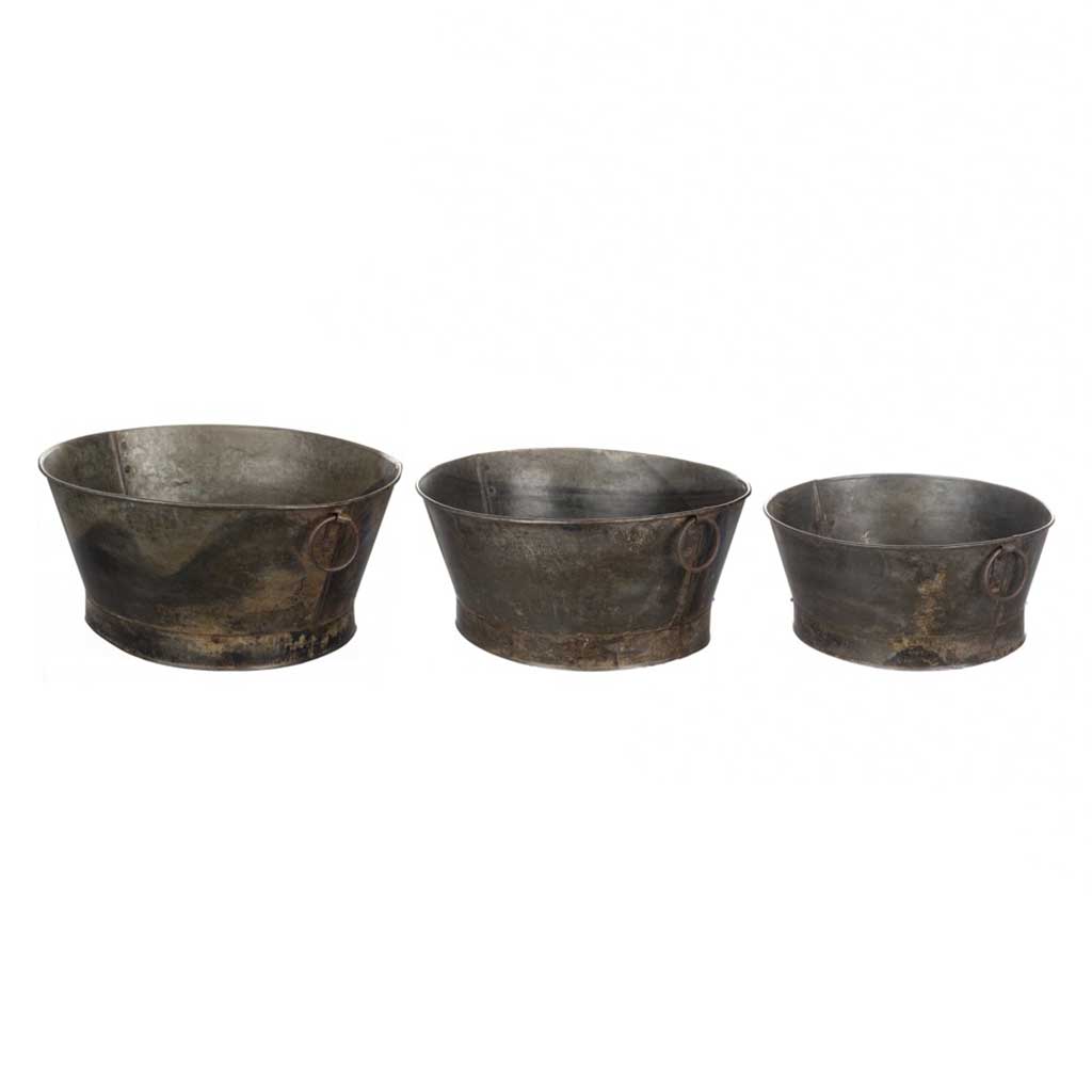 Set Of Three Oval Iron Planters