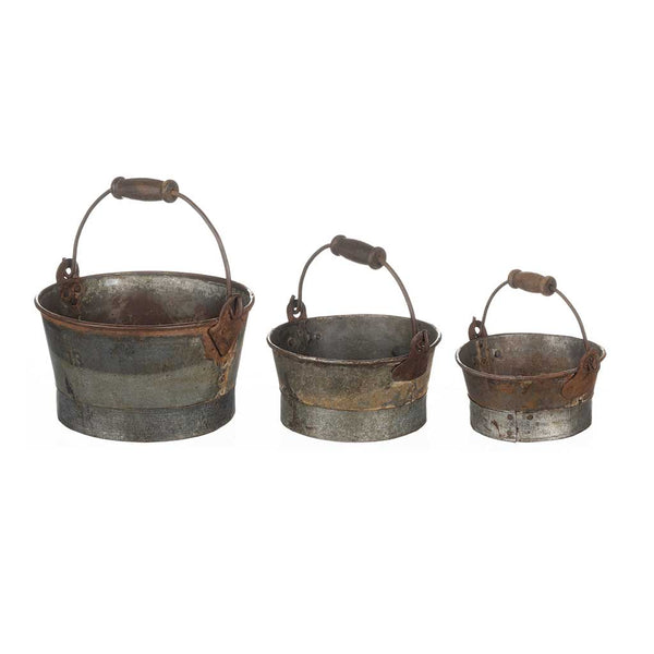 Set Of Three Round Handle Planters