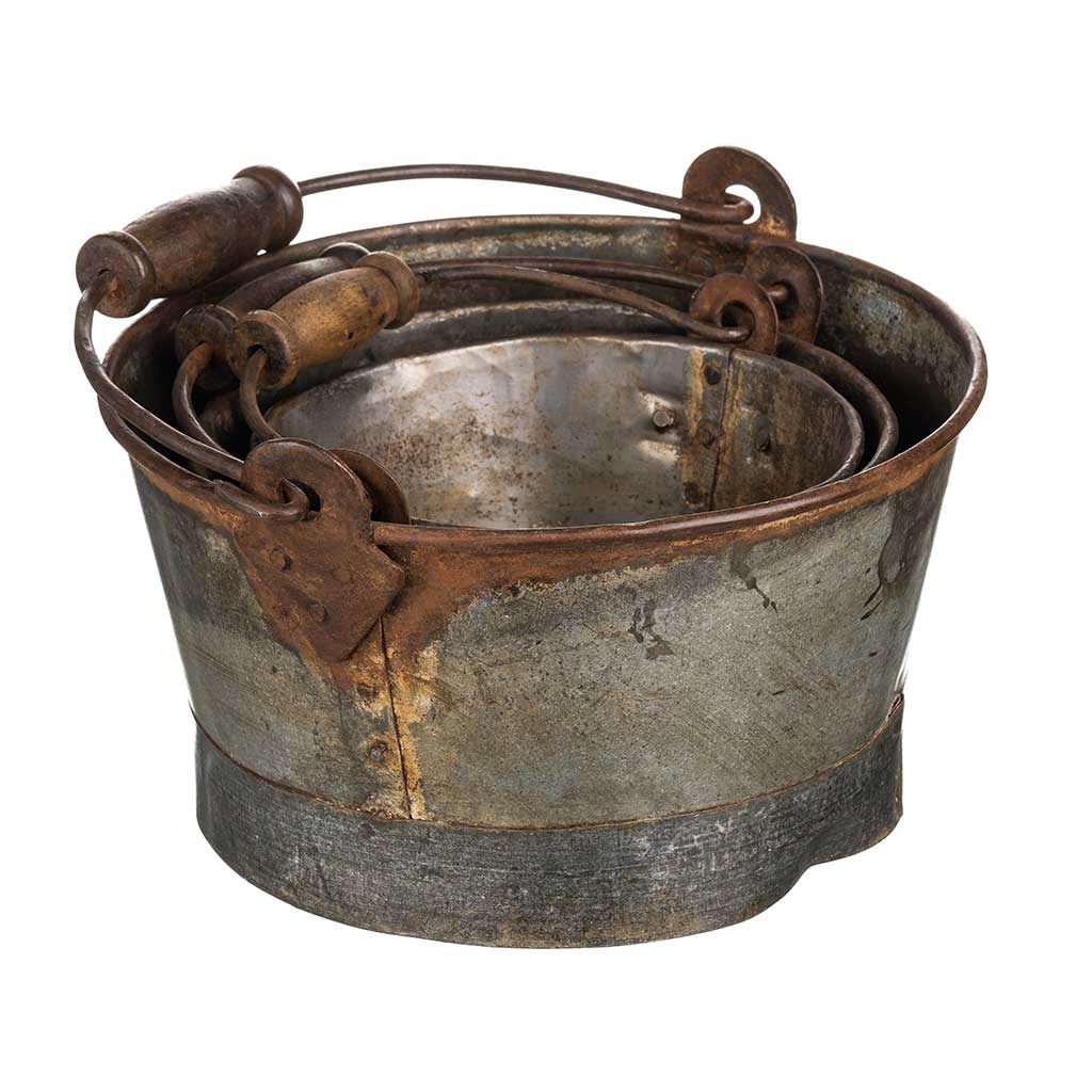 Set Of Three Round Handle Planters