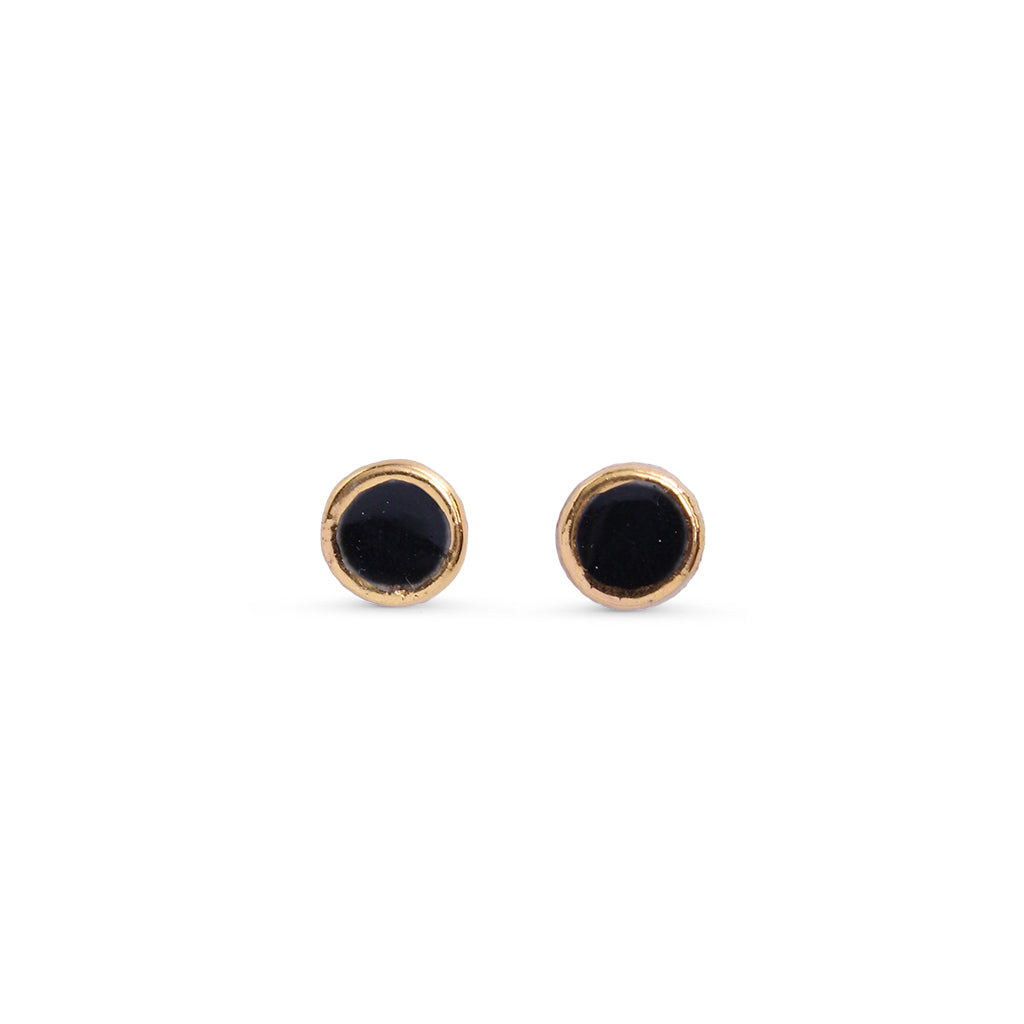Black Stud Earrings - Sterling Silver