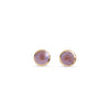 Round earrings with pink centres on a white background