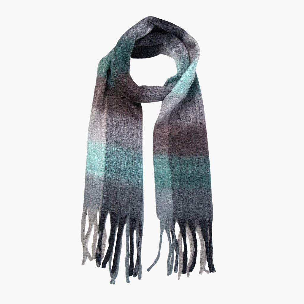 Teal Large Colourblock Square Print Heavyweight Scarf