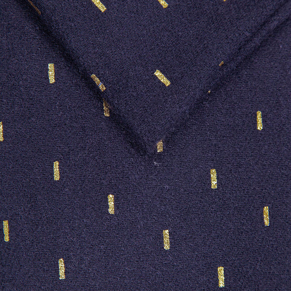 Navy Blue Heavyweight Scarf with Metallic Matchstick Detail
