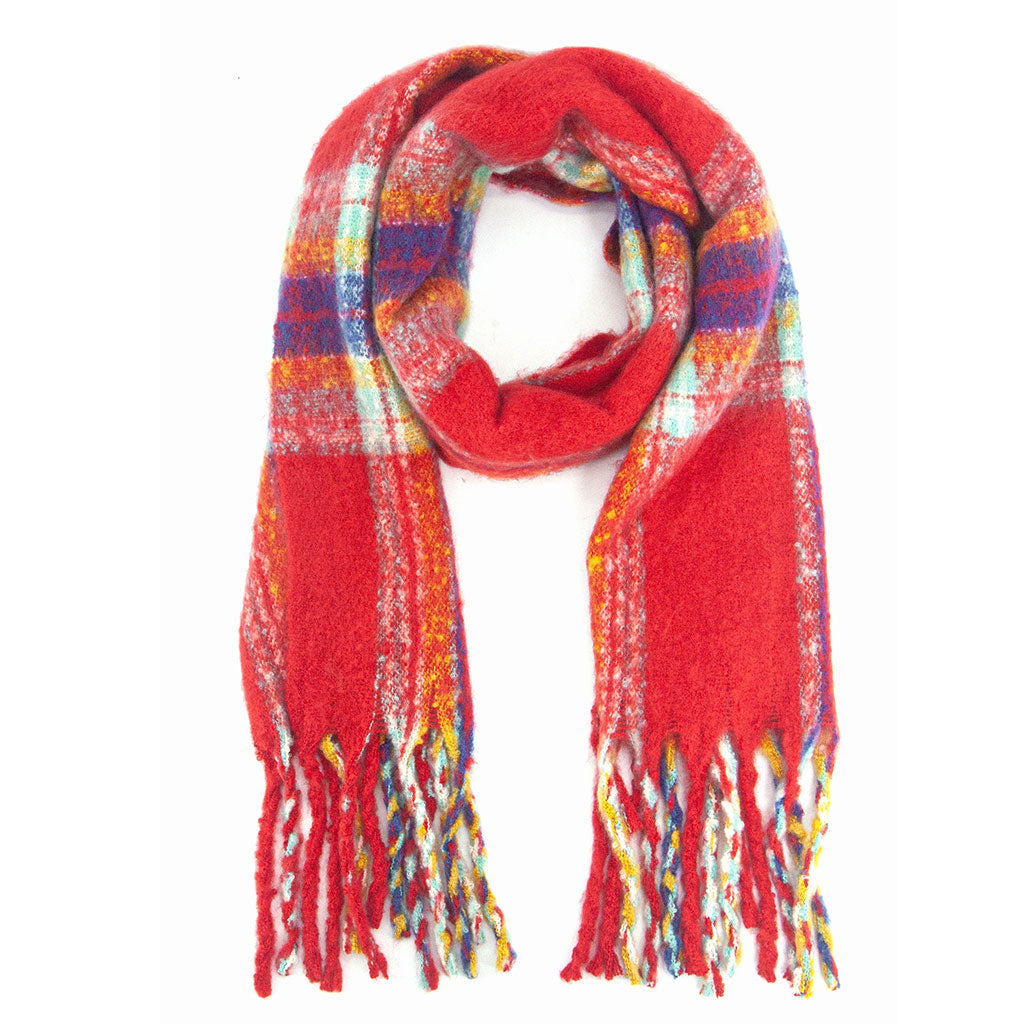 Greer Heavyweight Scarf - Red, Traditional Check