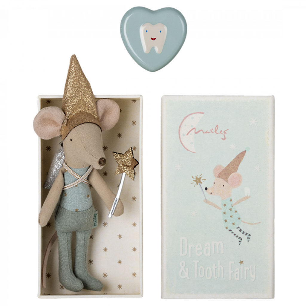 Tooth Fairy Mouse In Matchbox - Blue
