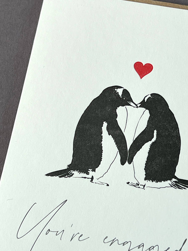 Engaged Penguins Letterpress Card | Engagement Card