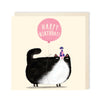 Cat Birthday Balloon Pink Greeting Card