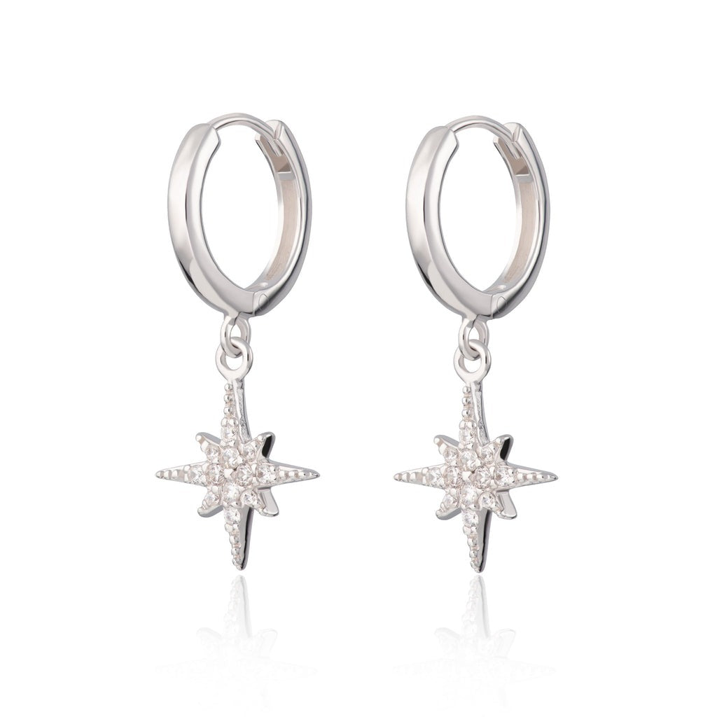 Starburst Hoop Earrings Silver