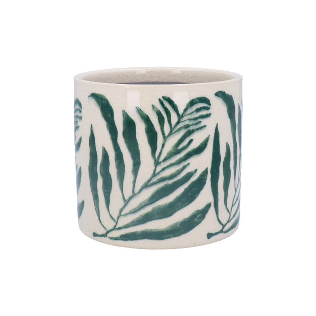 Green Branch Stoneware Pot Cover Small