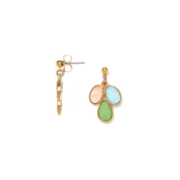 Victoire Laminated Capiz Oval Top Post Drop Earrings