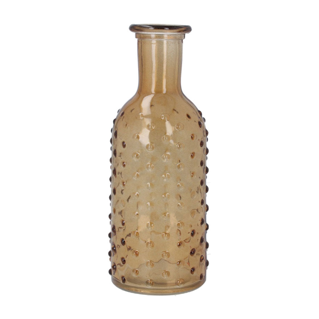 Light Amber Dimple Glass Bottle Vase
