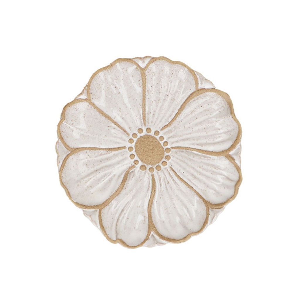 White Stoneware Flower Plate Small