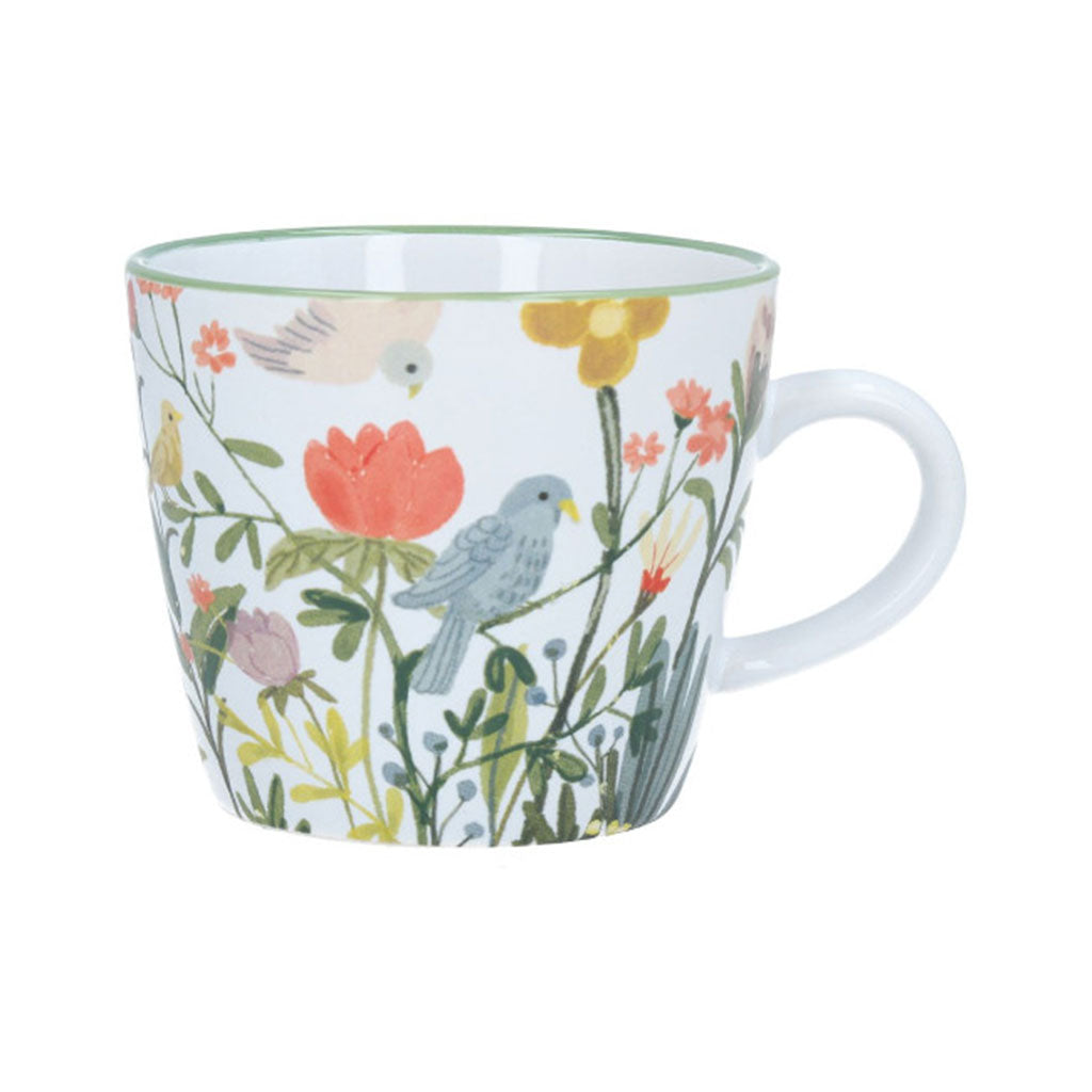Birds White Stoneware Mug