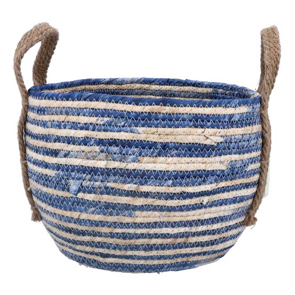 Medium Blue Round Husk Basket