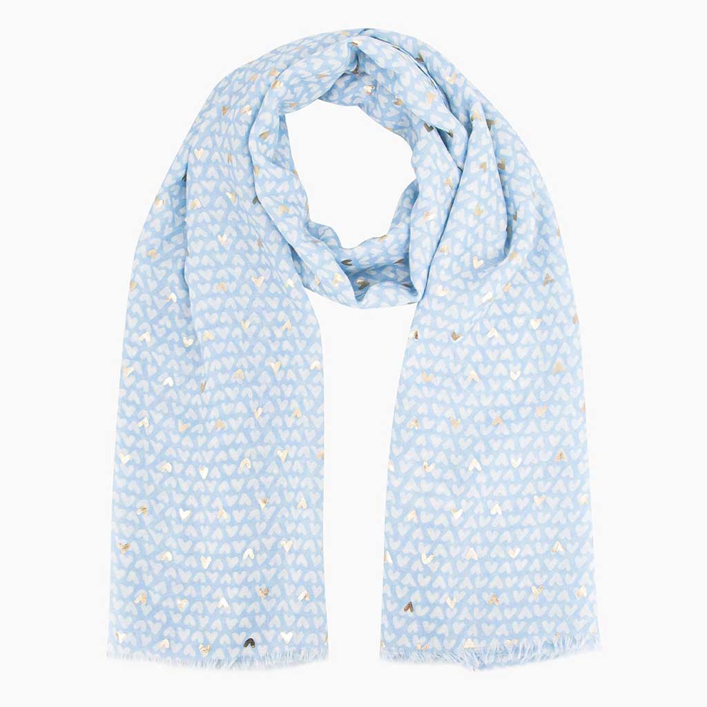 Niamh Lightweight Scarf  Blue Love Hearts