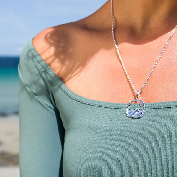 Collier en argent sterling paysage marin et rose