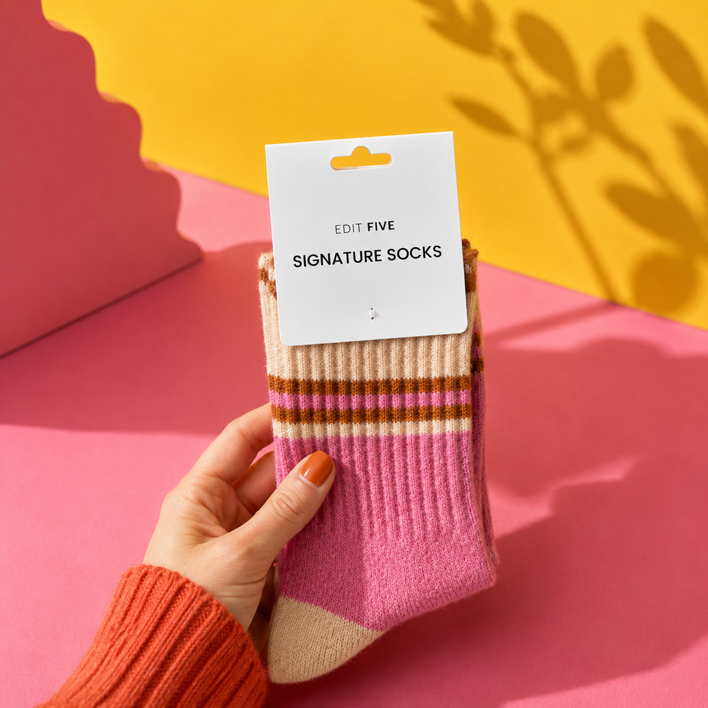 Pink, peach and orange striped signature socks