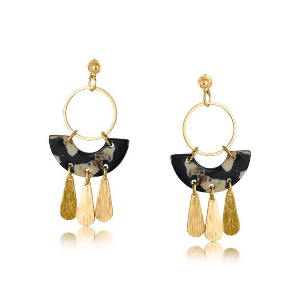 Sophia Statement Geo Metal And Resin Dangle Earrings