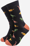 Men's Bamboo Socks - Black, Dinosaurs