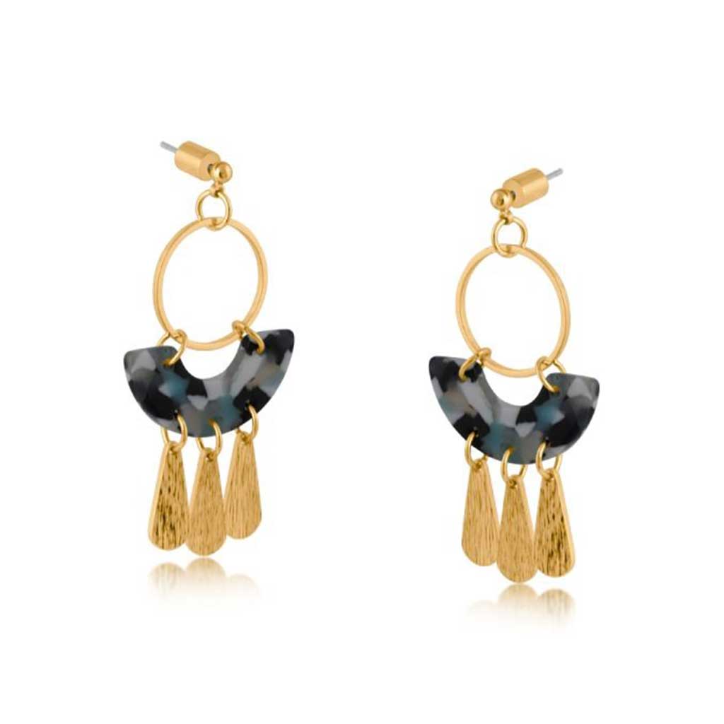 Erica Statement Geo Metal And Resin Dangle Earrings Blue