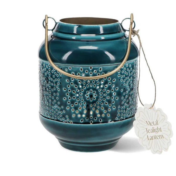 Enamel Tealight Lantern - Blue