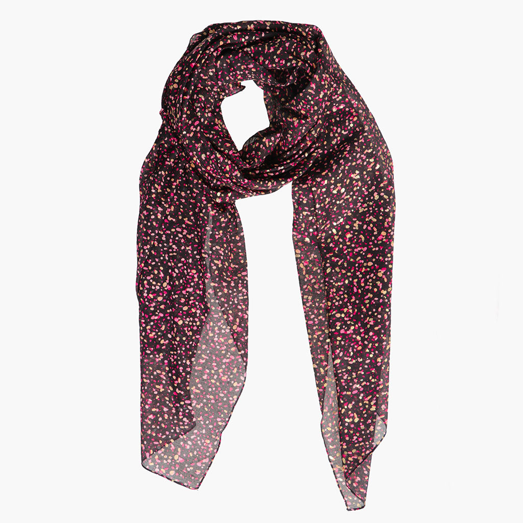 Berry Gold Modal Blend Scarf in Speckle Print and Metallic Highlights