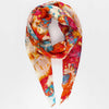 Watercolour Tie Dye Print Cotton Scarf In Pink Orange