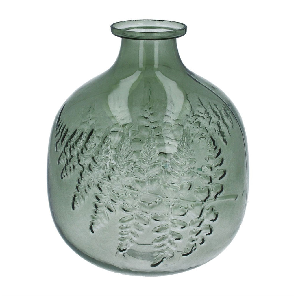 Grüne Glasfarn-Impression-Kugelvase groß