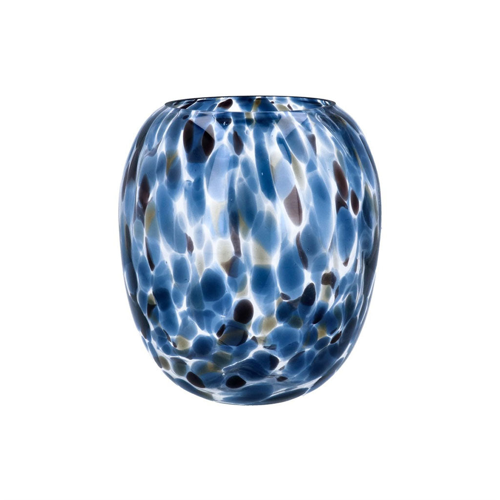 Blue Tortoiseshell Glass Balloon Vase Small