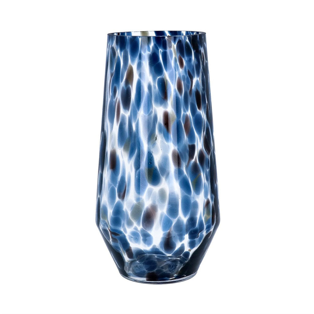 Blue Tortoiseshell Glass Tall Vase