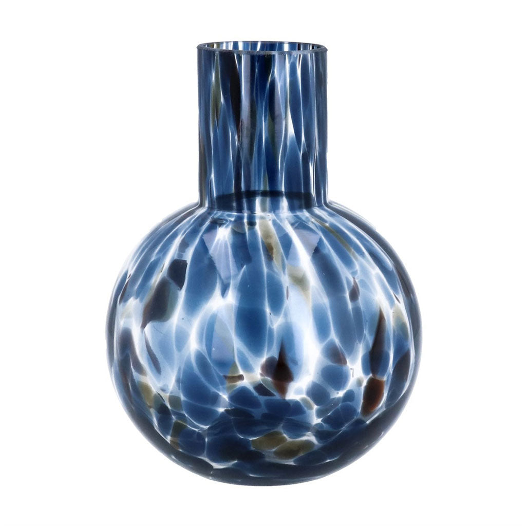 Blue Tortoiseshell Glass Ball Vase Small