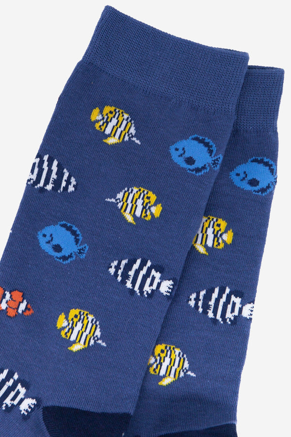 Men's Bamboo Socks - Blue, Tropical Fish