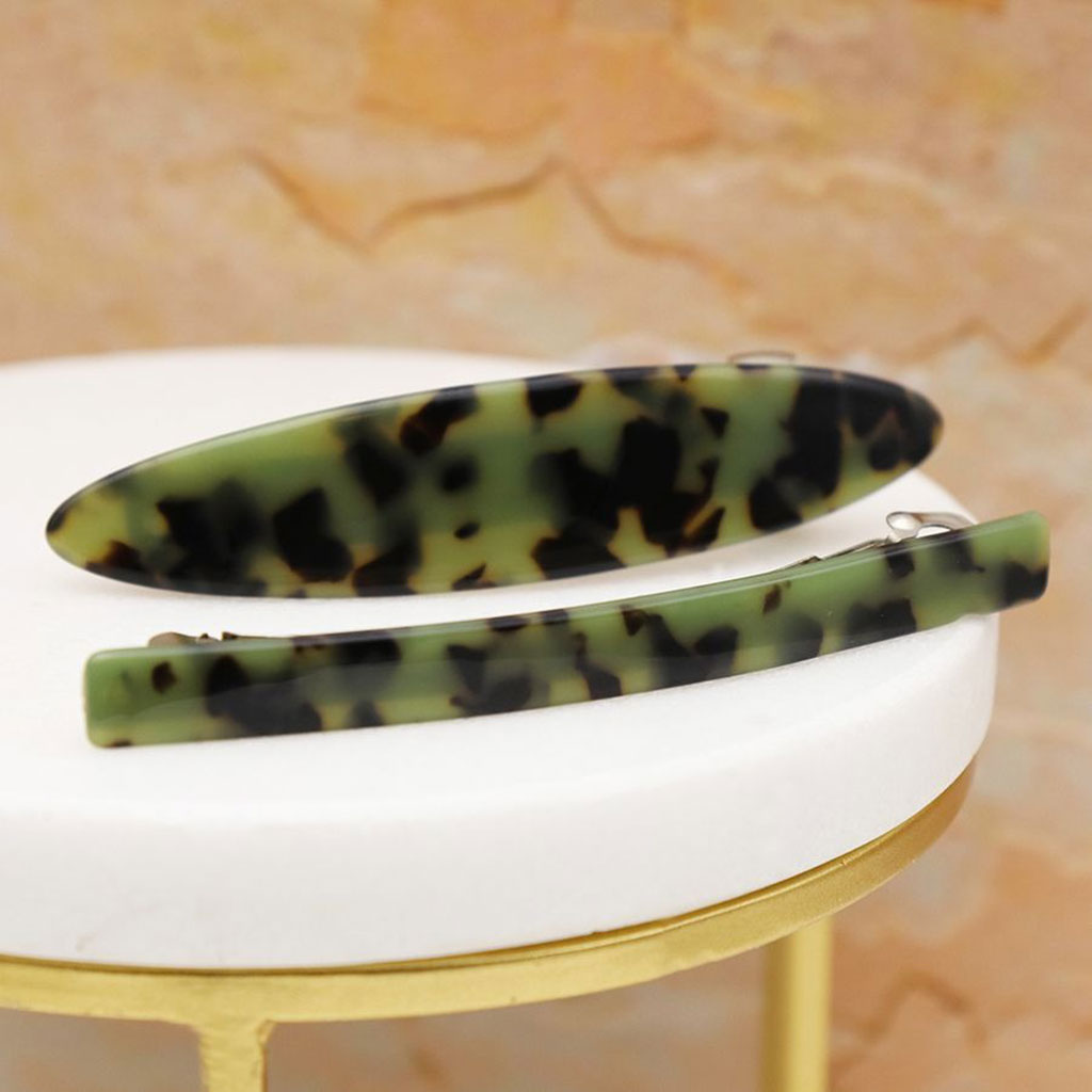 Olive Green Mix Double Pack Hair Clips