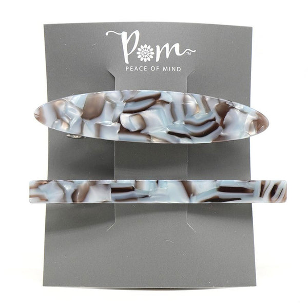 Pale Grey Shell Effect Acrylic Double Pack Hair Clips