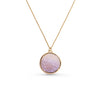 Necklace with a pink purple pendant on a white background